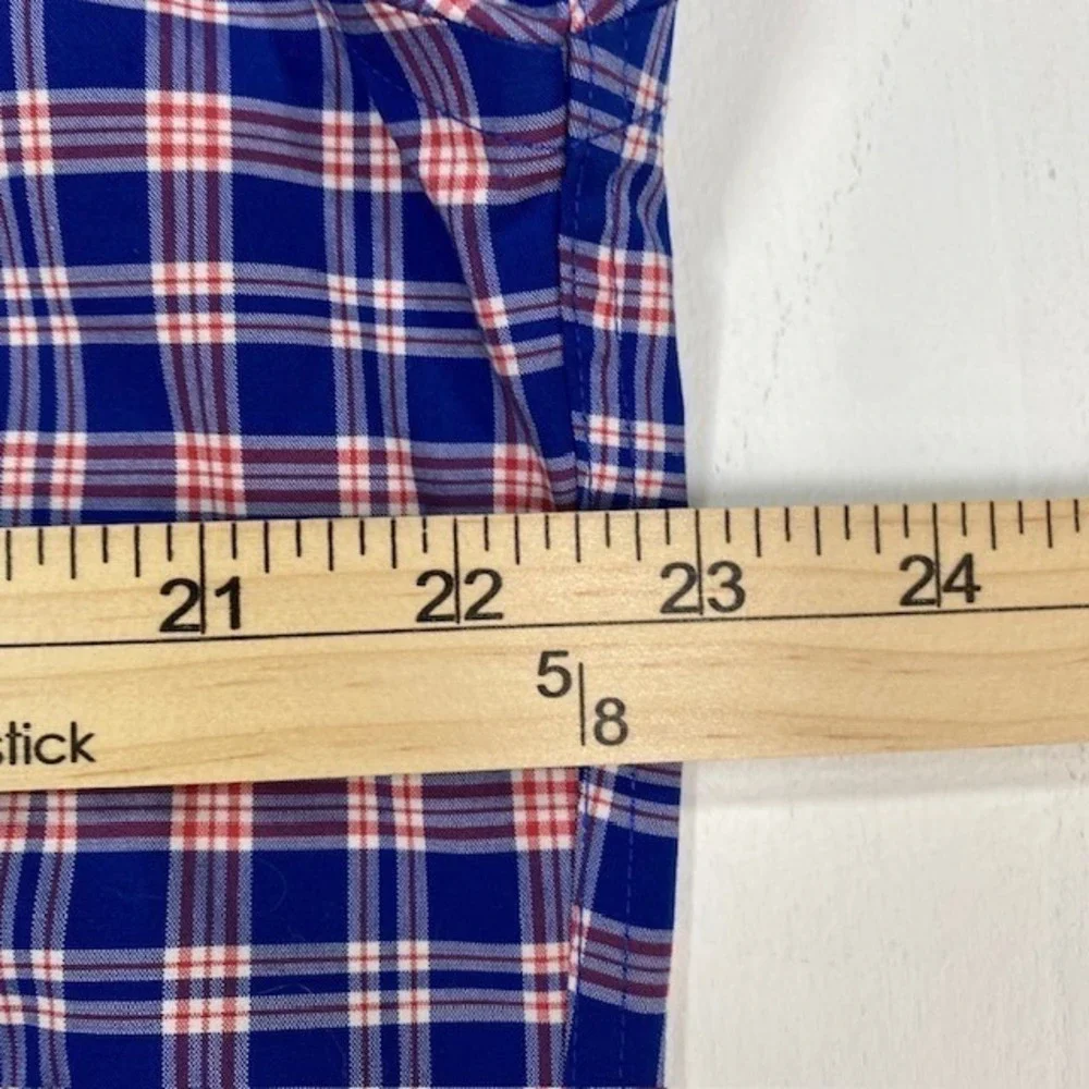 Brooks Brothers Madison Fit Shirt Mens M Blue Red Plaid Non-Iron Stretch Supima - Picture 6 of 9